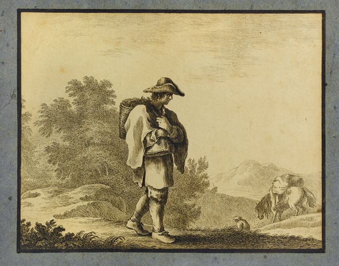 Stefano della Bella - A Peasant Walking Through a Landscape  | MasterArt